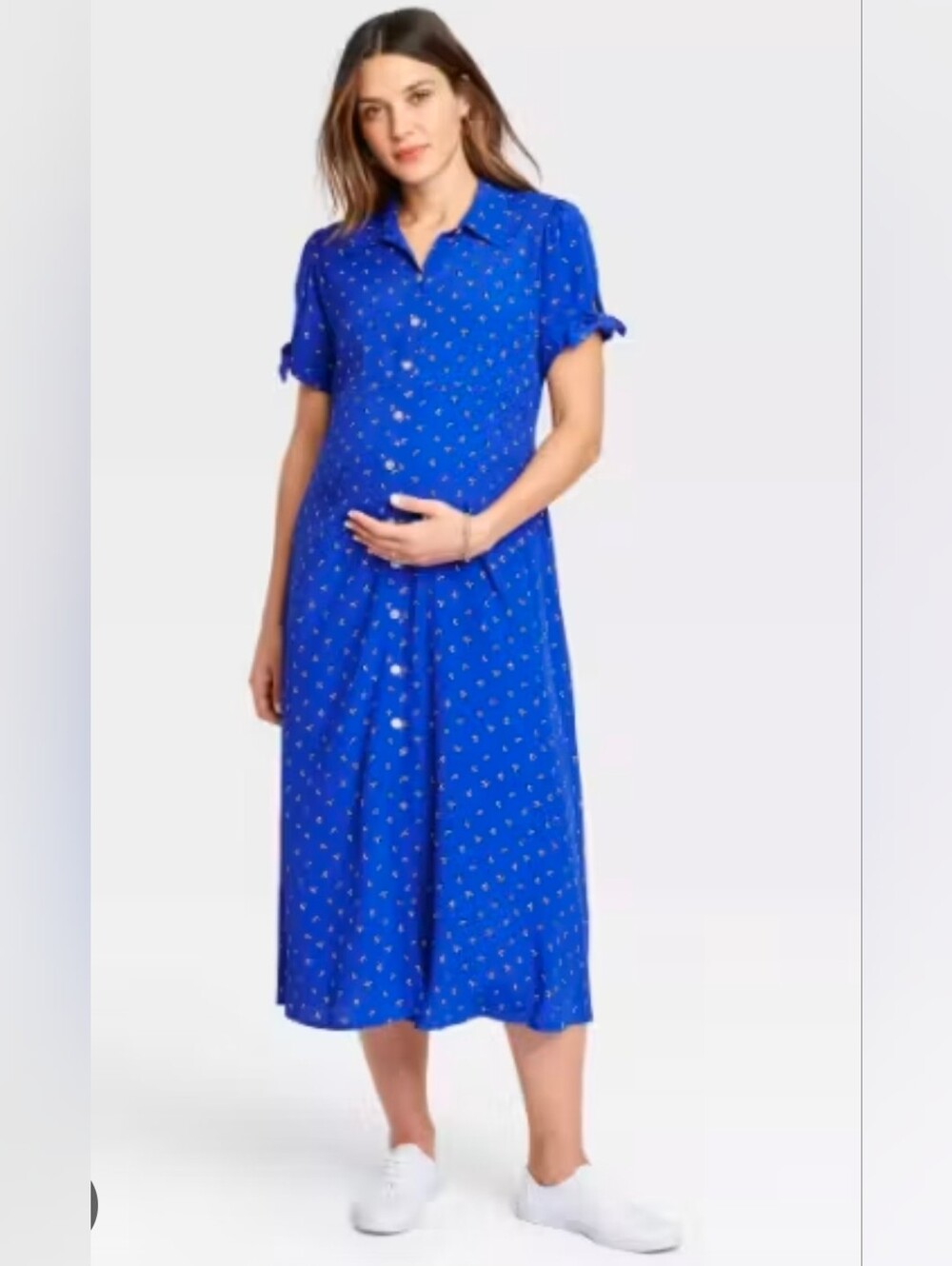 Hatch Blue Maternity Button-Front Midi Dress Size XL